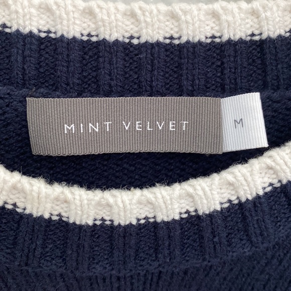 Mint Velvet Navy Knit Ruffle sleeve top - M - Picture 3 of 7